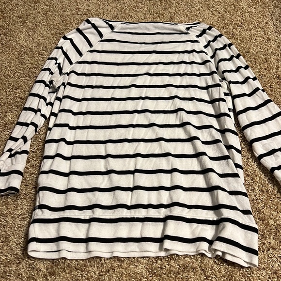 Cream/black stripe sweater (rayon/polyester, MIX by 41 Hawthorn (Stitch Fix), M - Picture 3 of 3
